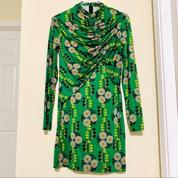 ZARA•NWOT Green Draped Casual Dress - Picture 5 of 11